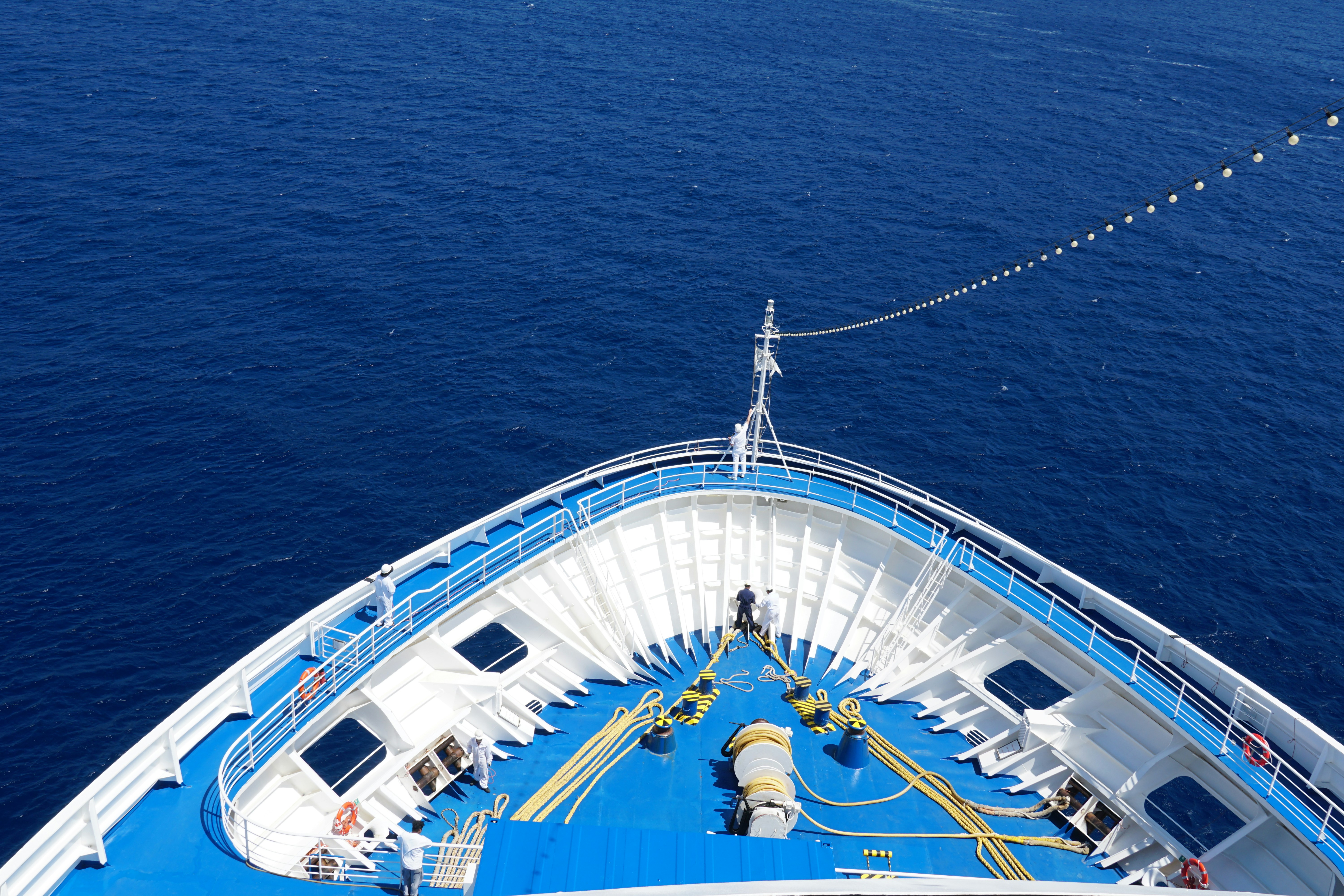 A view of the bow of a cruise ship, Somewhere in the ocean on the way to Mykonos