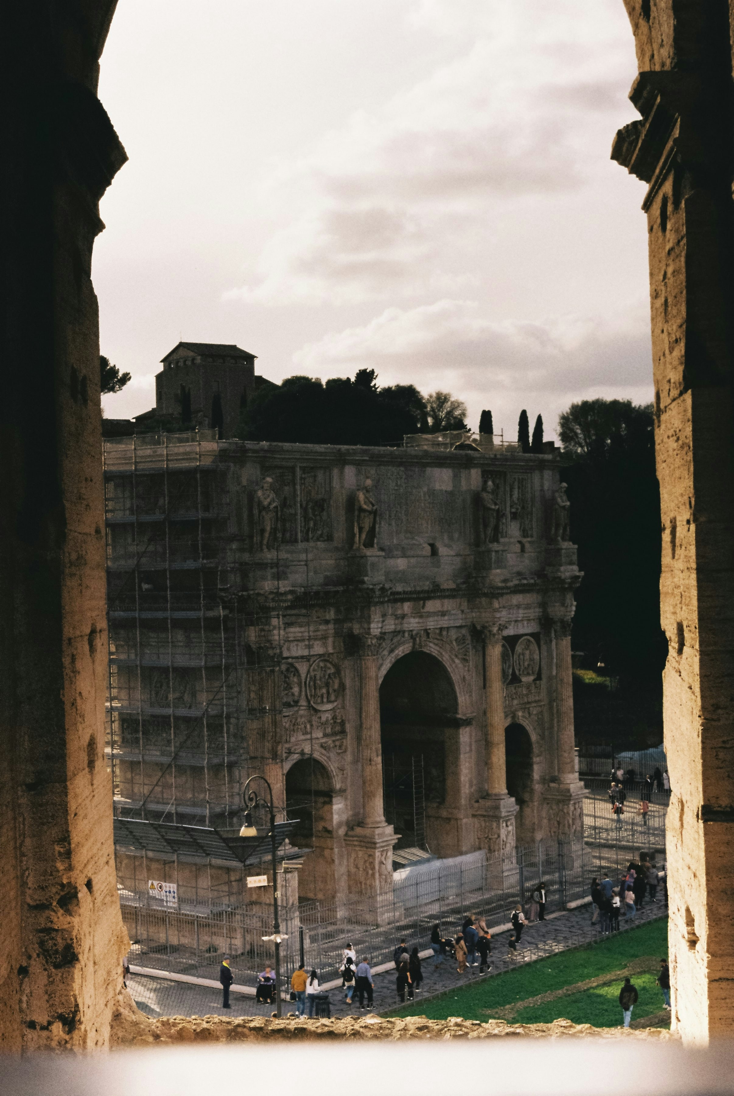A view of a roman colossion through a window