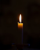 A lit candle sitting on top of a table