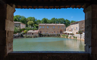 A view of a body of water through a window