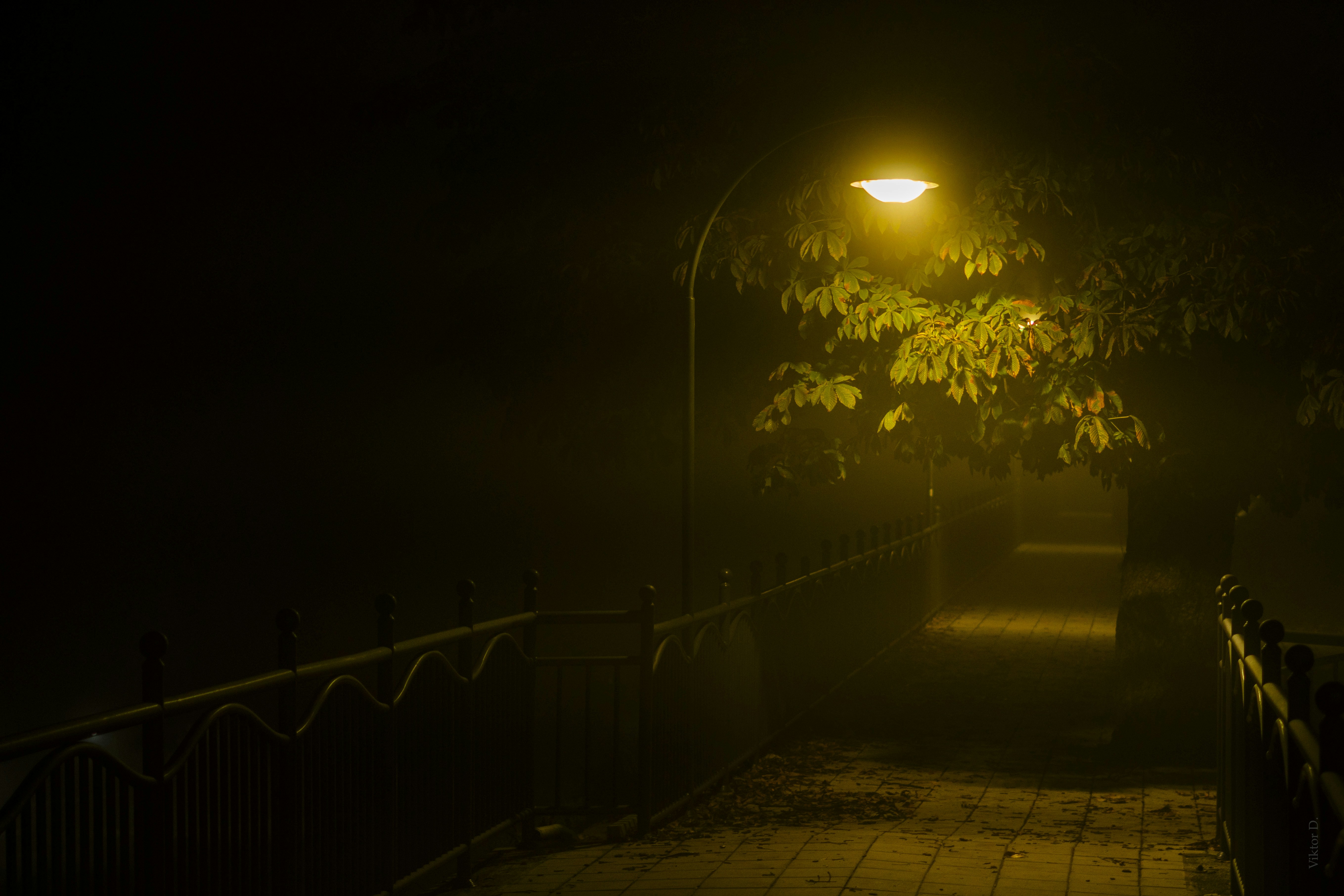 Dark mysterious street at night