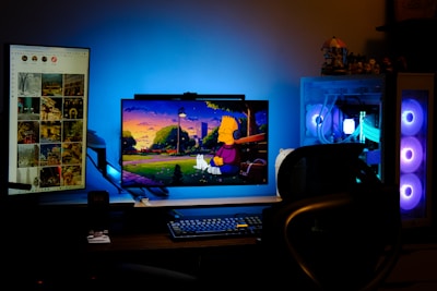 A desktop computer sitting on top of a desk
