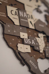 A map of the united states made out of wood