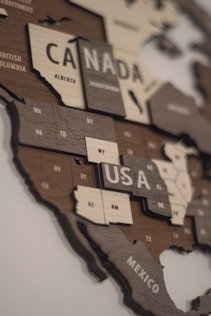 A map of the united states made out of wood