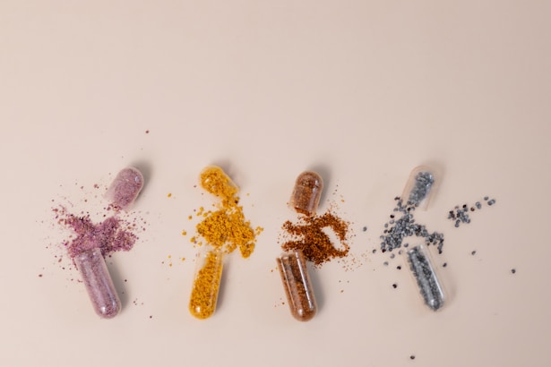 A group of pills sitting next to each other