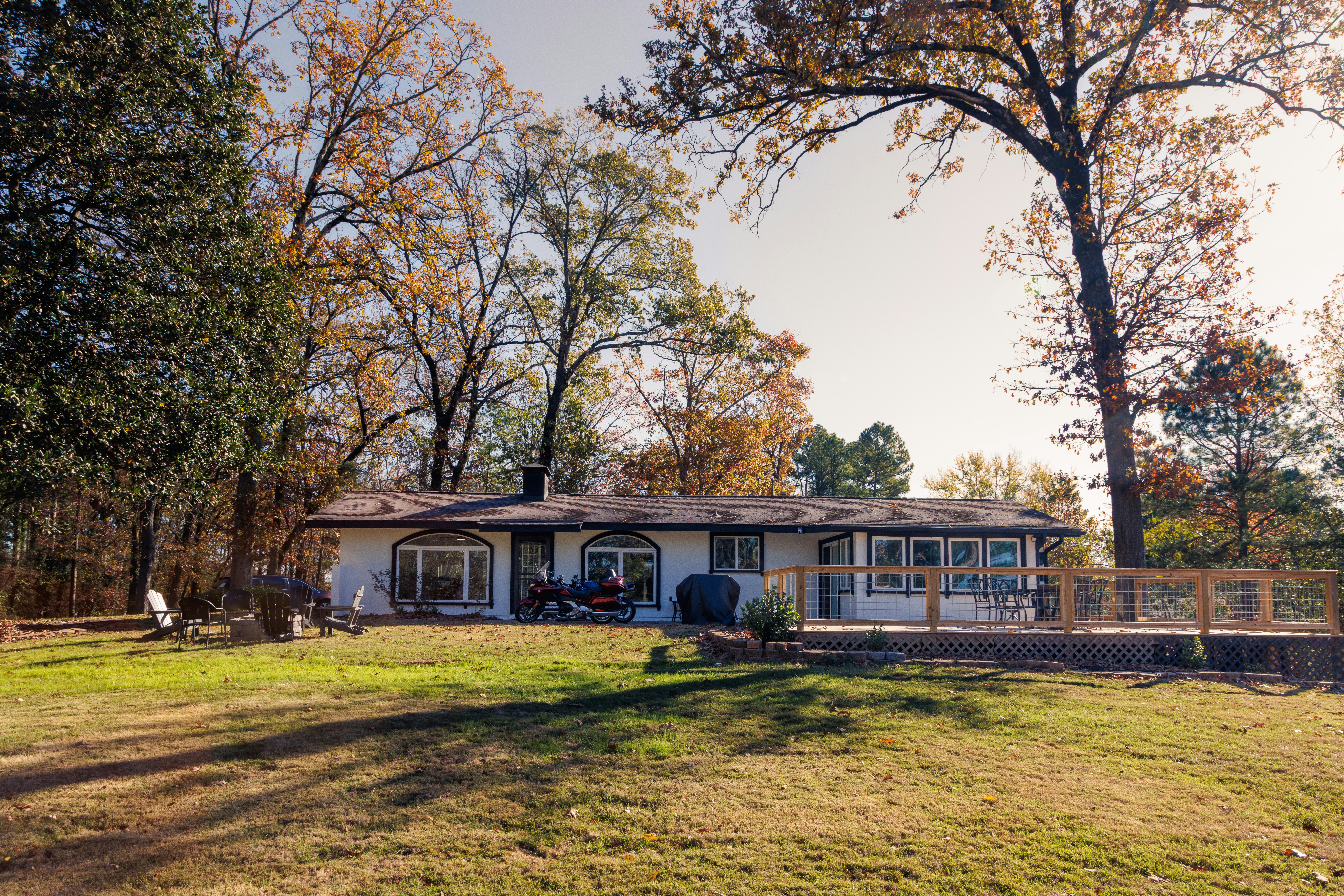 A house in the middle of a wooded area