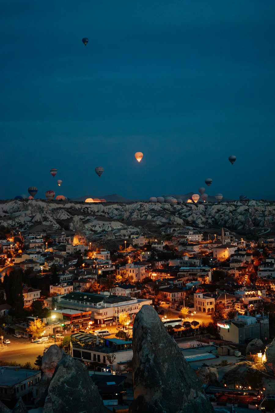 Walking back through Göreme as the lights come on