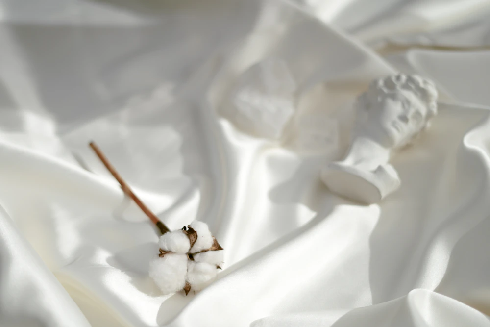 Close-up reference photograph of light cotton fabric and its natural texture