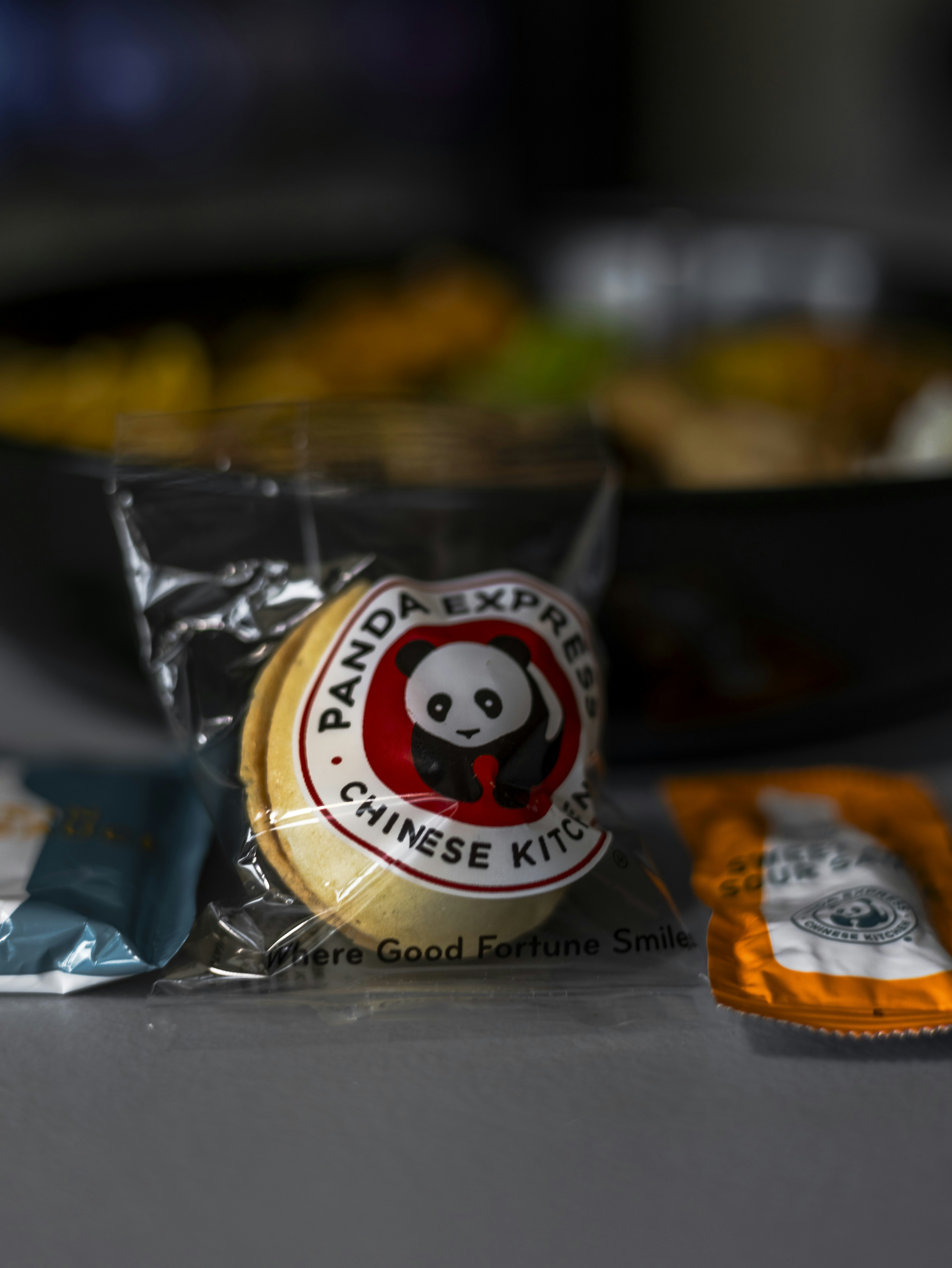 A bag of candy sitting on top of a table