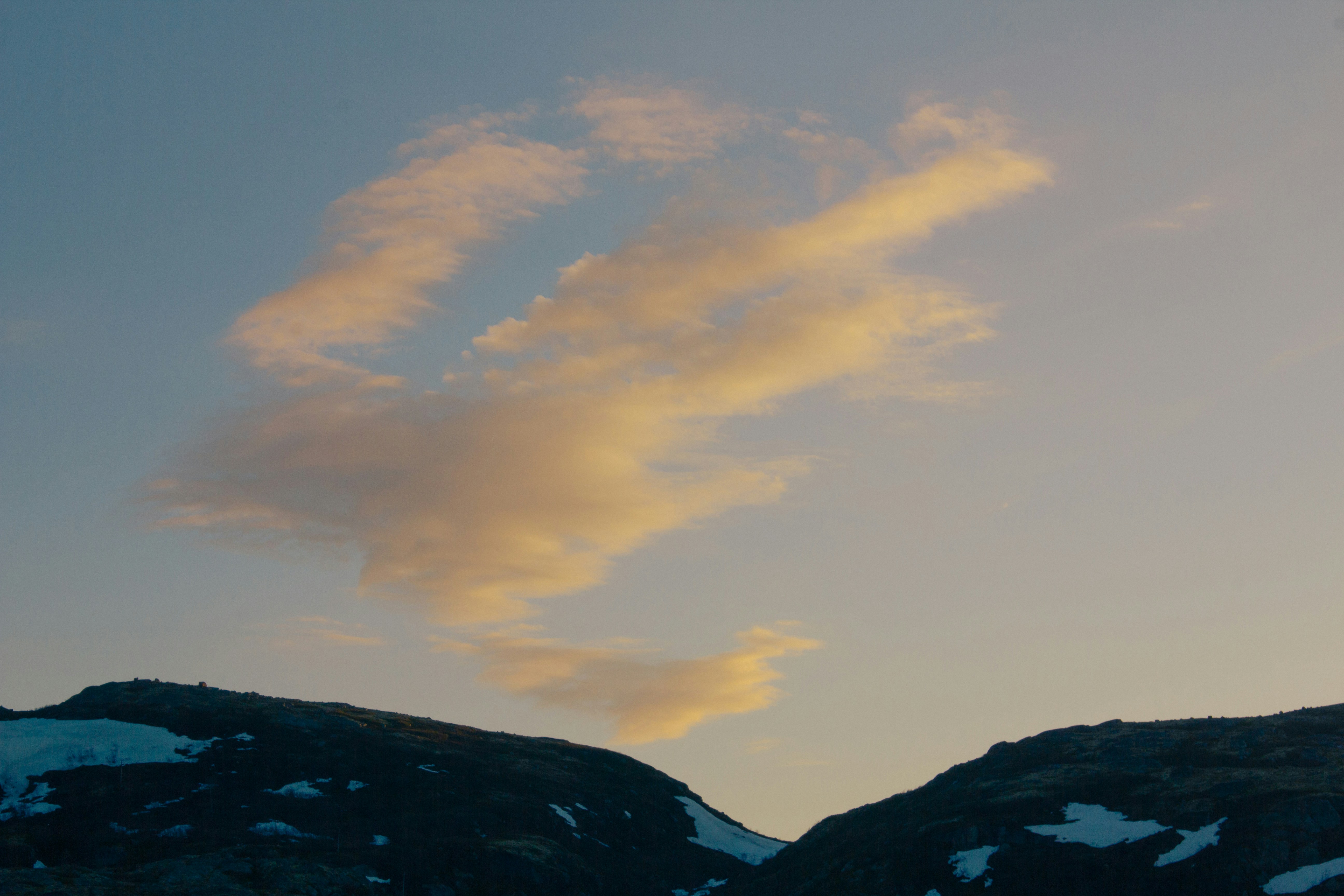 Un oiseau volant dans le ciel au-dessus d’une chaîne de montagnes