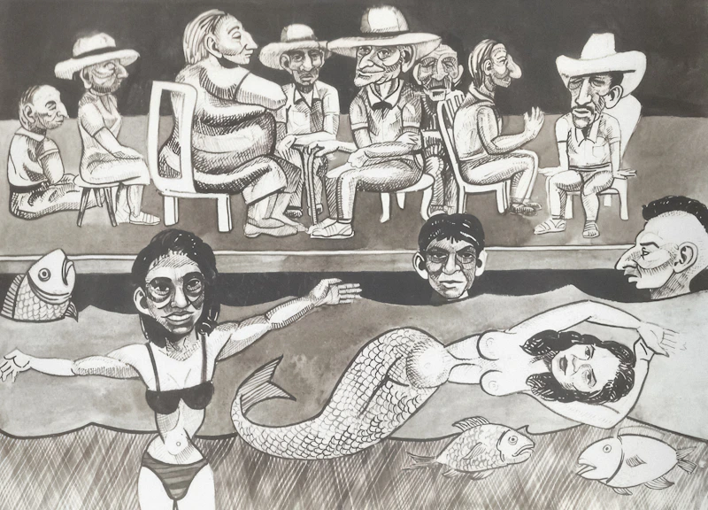 mujeres en ambiente acuático festivo