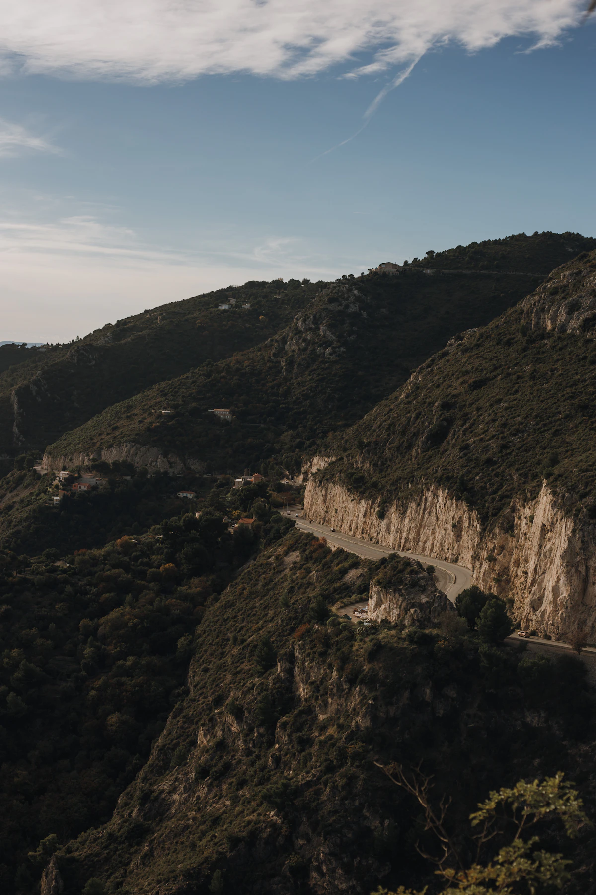 Winding mountain road near Eze village, South of France