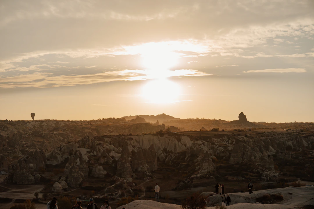 Sunrise over the valleys of Cappadocia