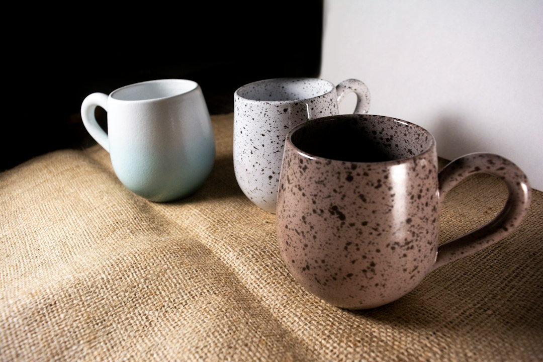 glazed ceramic mug stack