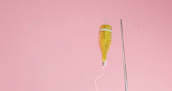 A medical device is hooked up to a light pole