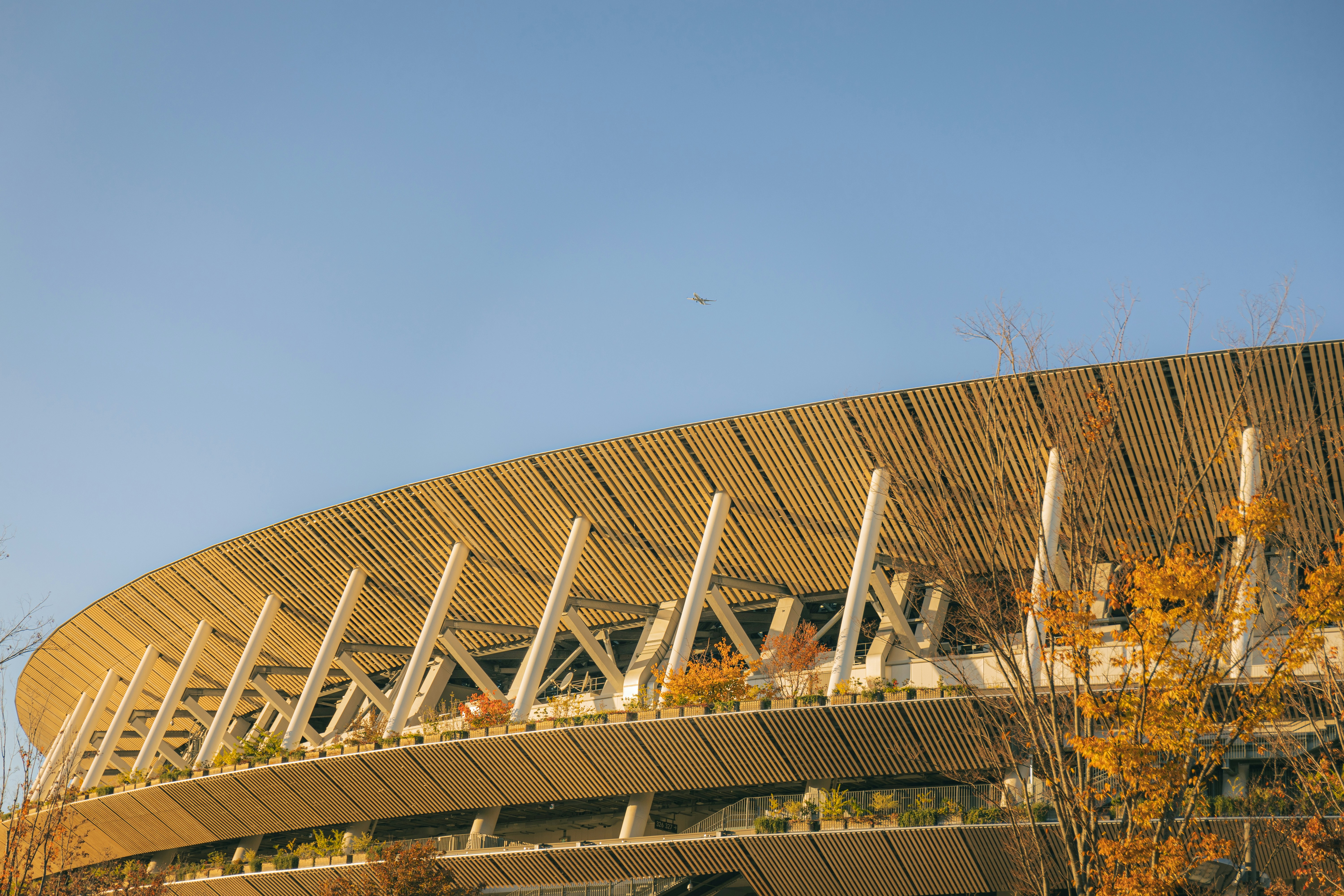 A large building with a very tall roof