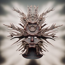 A woman's face is made up of metal parts