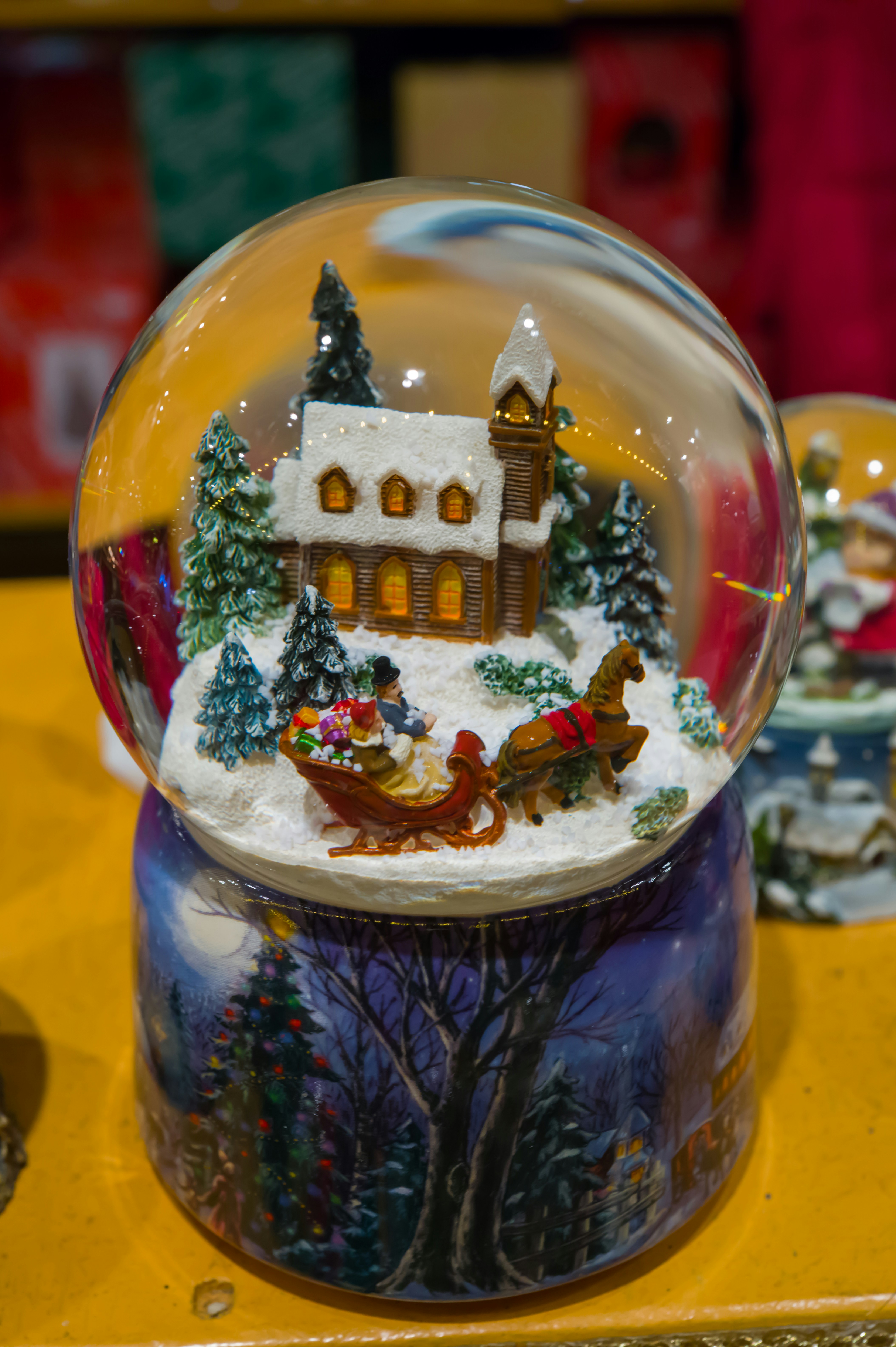 A snow globe sitting on top of a table