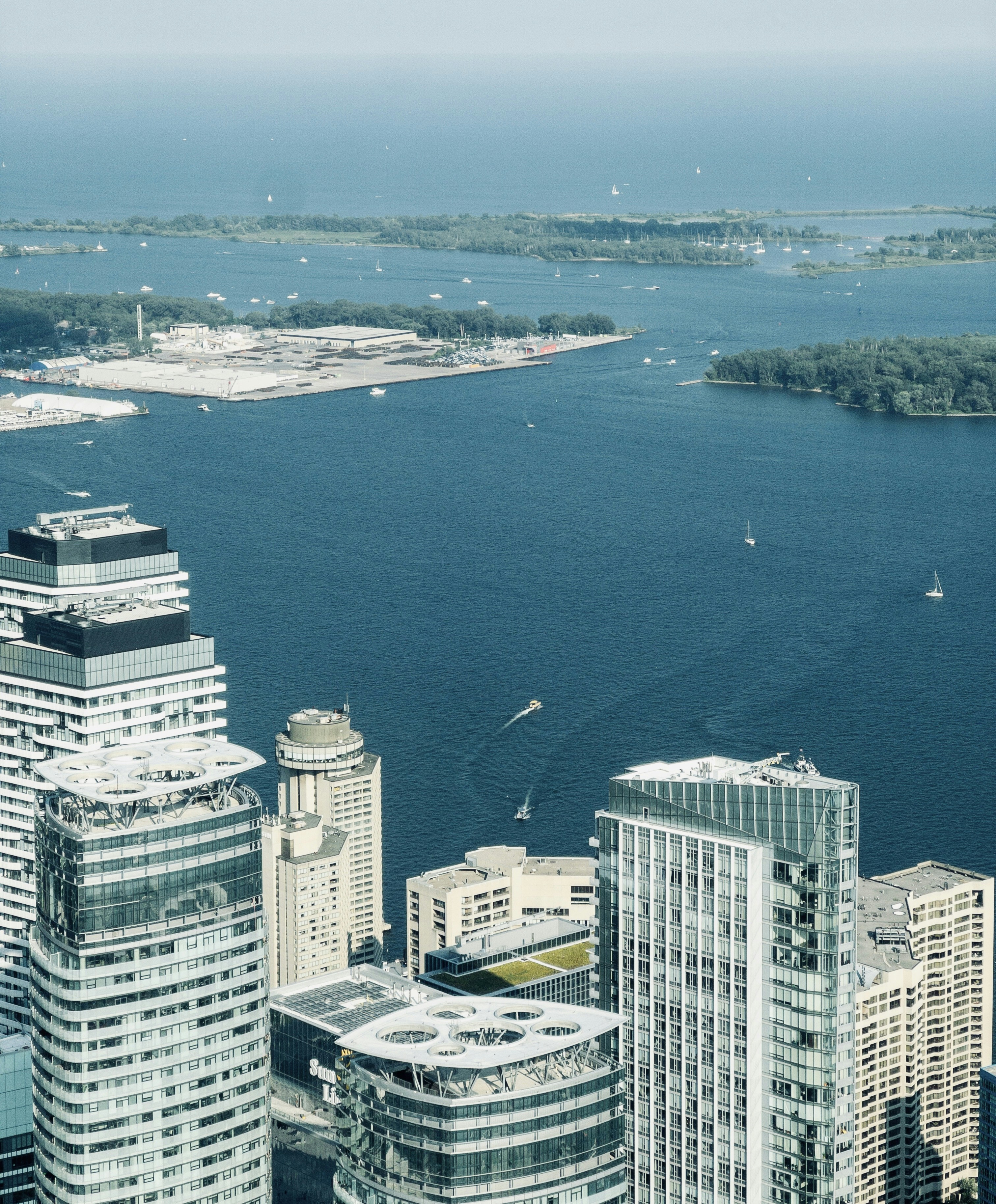 Miami Brickell skyline with modern glass towers and Biscayne Bay
