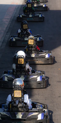 Go-kart racing cars on a track