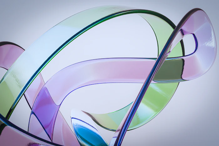 A swirled ribbon glass sculpture