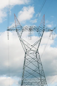 A high voltage power line on a cloudy day