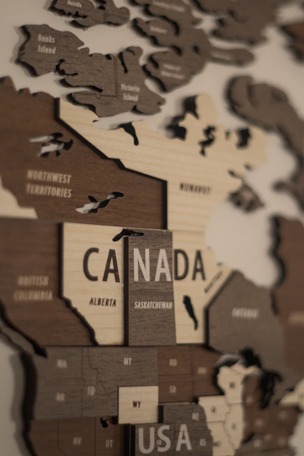 A map of the united states made out of wood