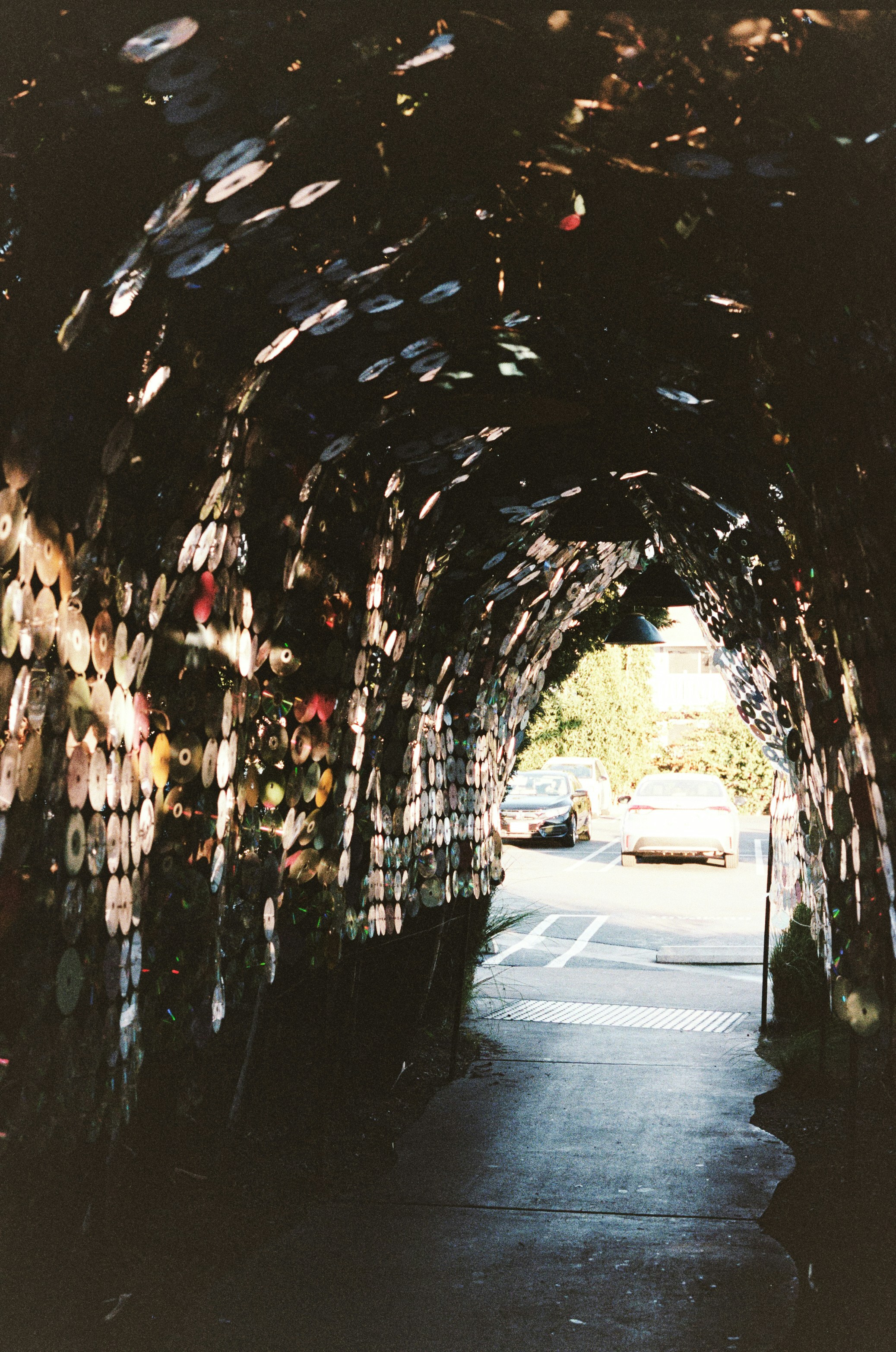 A tunnel that has a bunch of pictures on it