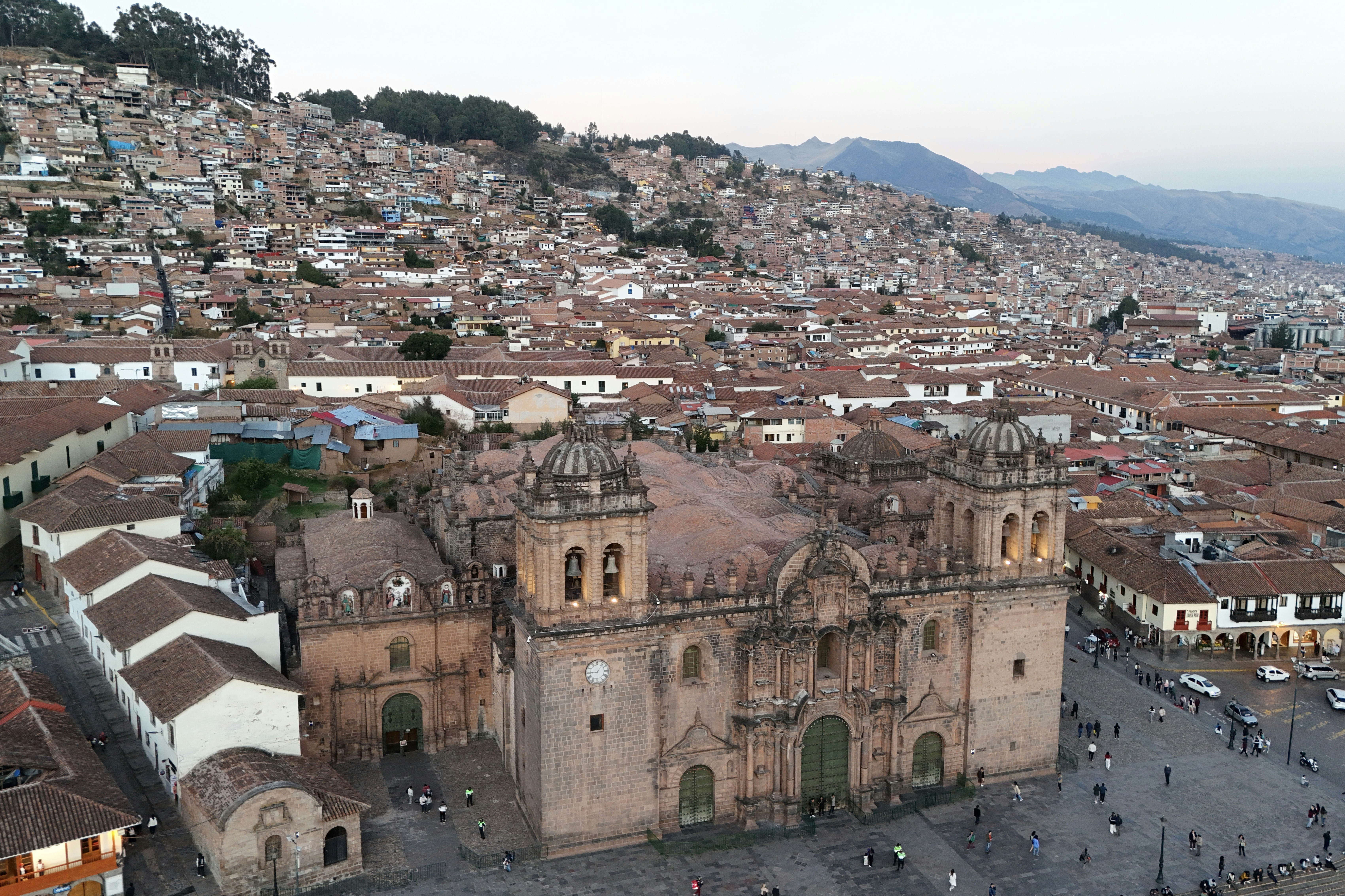 An aerial view of a city with lots of buildings