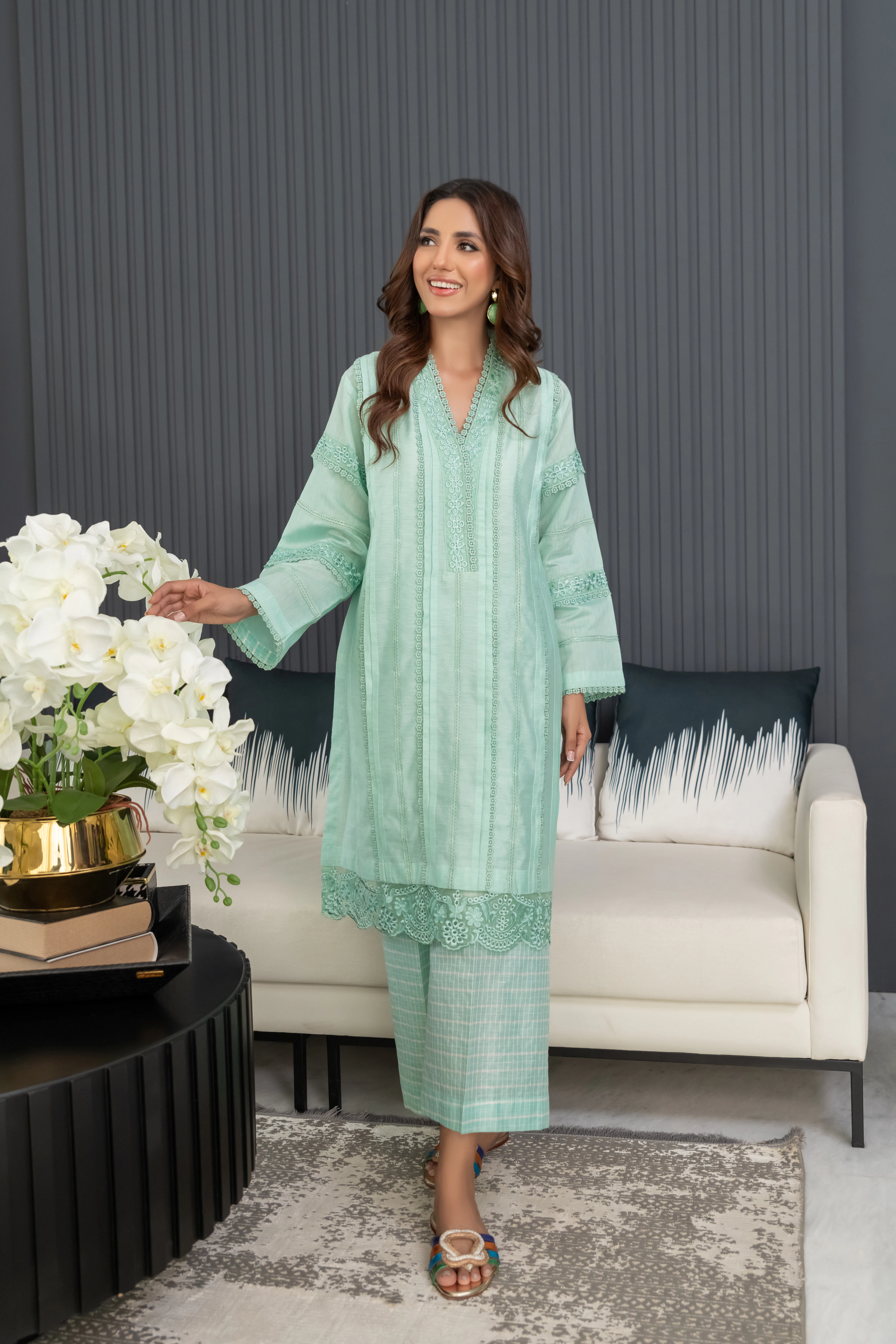 Mint Chikankari Co-ord
