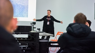 A man standing in front of a group of people