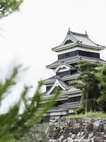 A tall building sitting on top of a lush green hillside