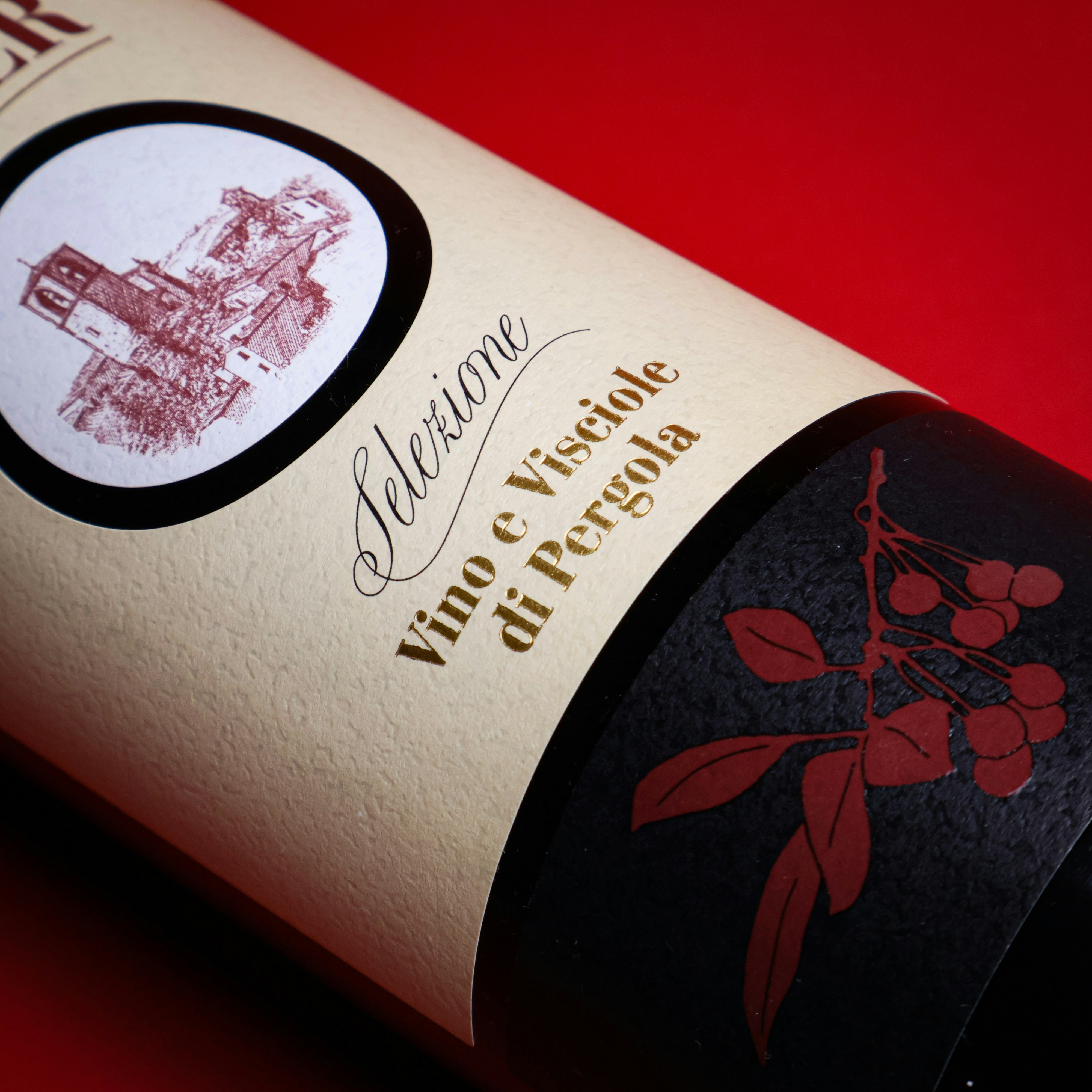 A close up of a bottle of wine on a table