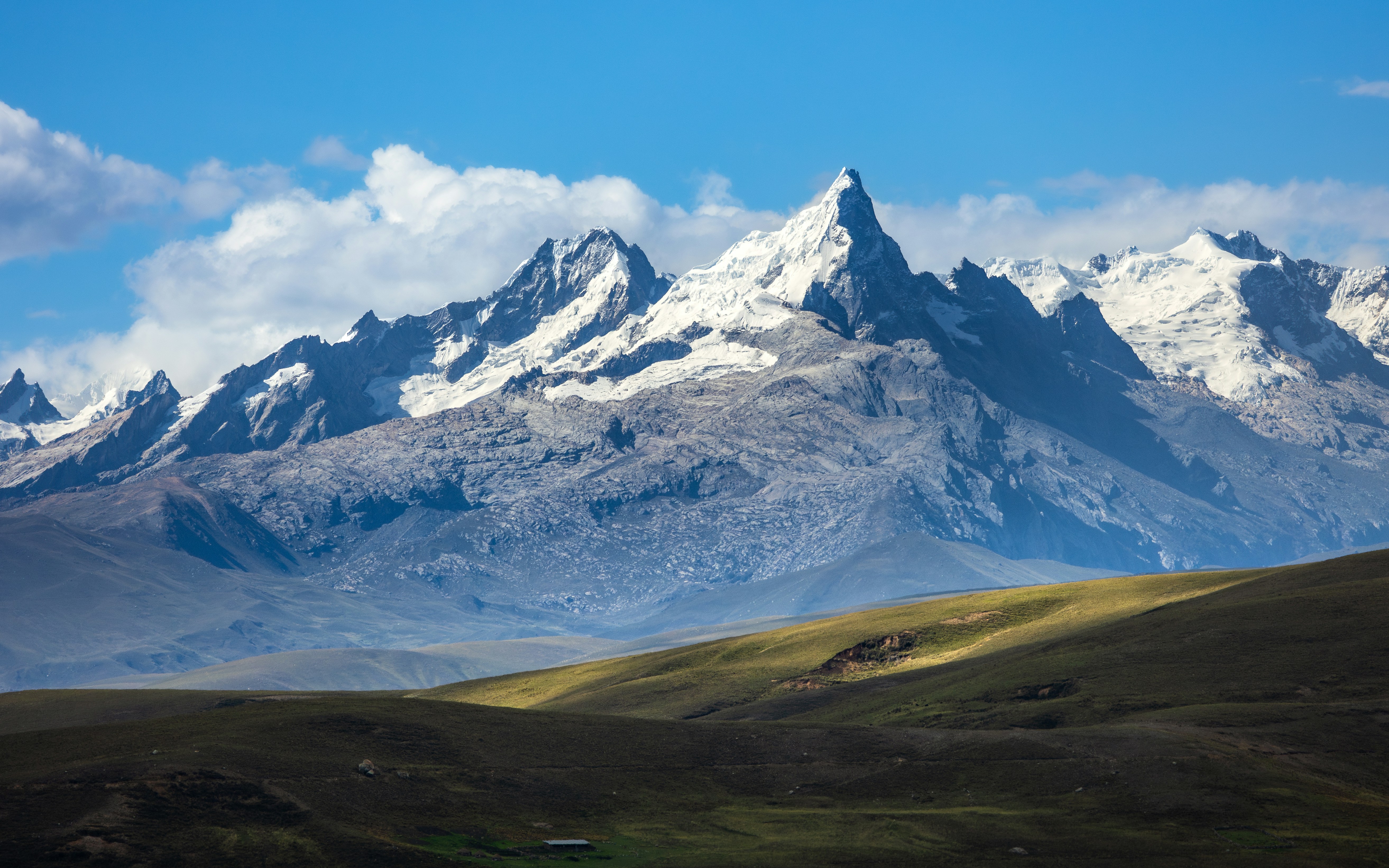 A mountain range with snow capped mountains in the background photo – Free  Peru Image on Unsplash, image size:3000x1875