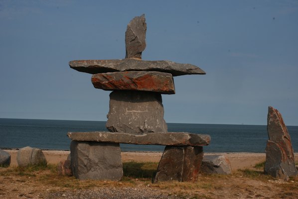 An inukshuk on the shore of Hudson Bay — Churchill, Canada