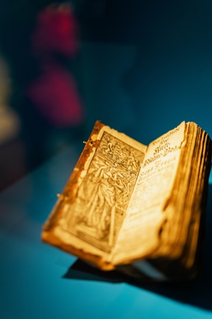 An open book sitting on top of a table