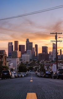 A view of a city from a street