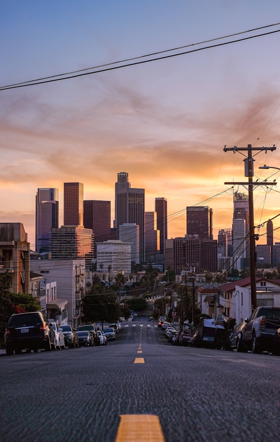 A view of a city from a street
