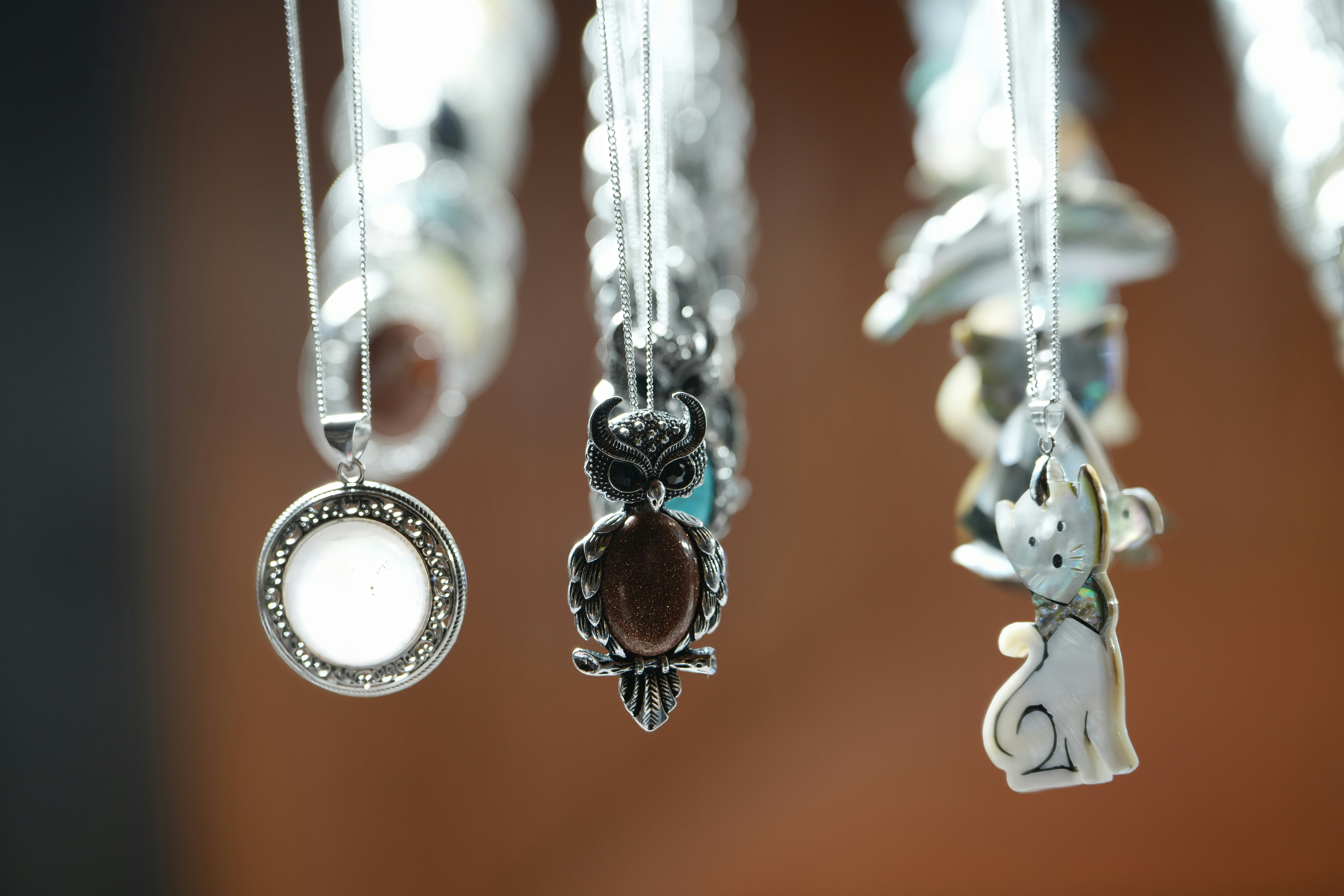 Sterling silver charms close up