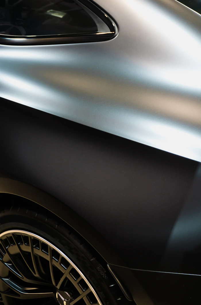 Corrected silver car paint finish