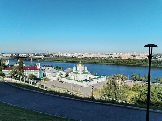 The Volga and the cathedral at the confluence — Nizhny Novgorod, Russia