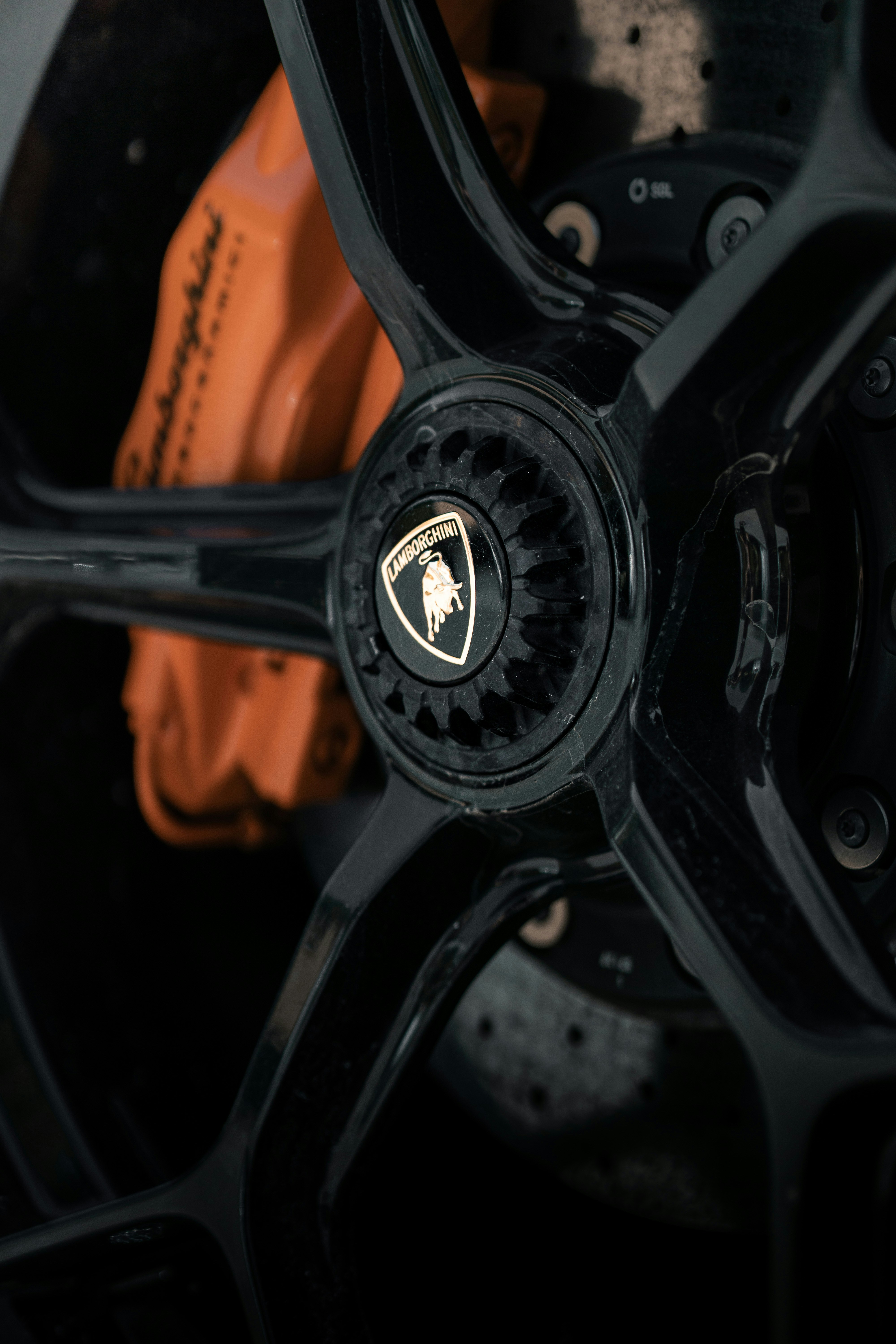 A close up of a wheel on a car