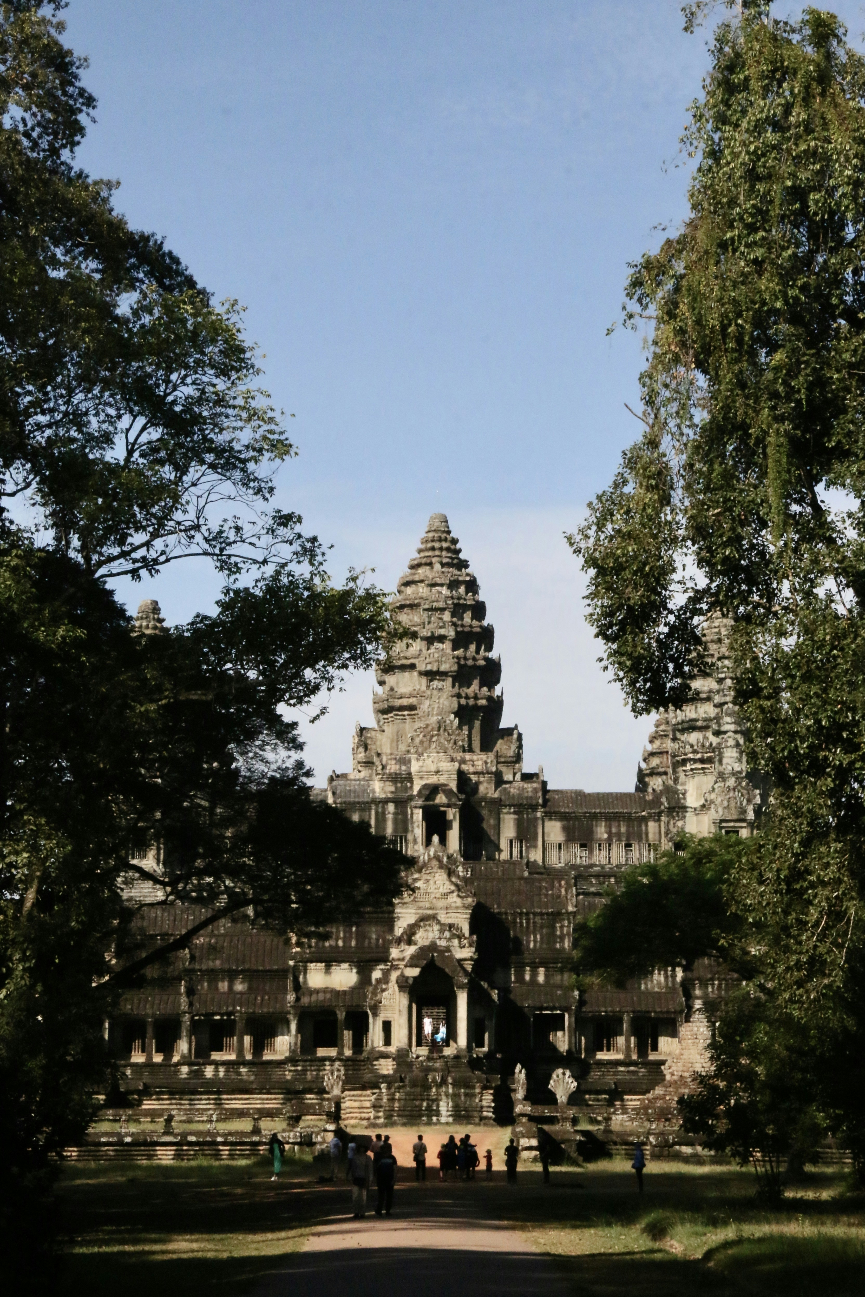 A large building with a lot of trees in front of it