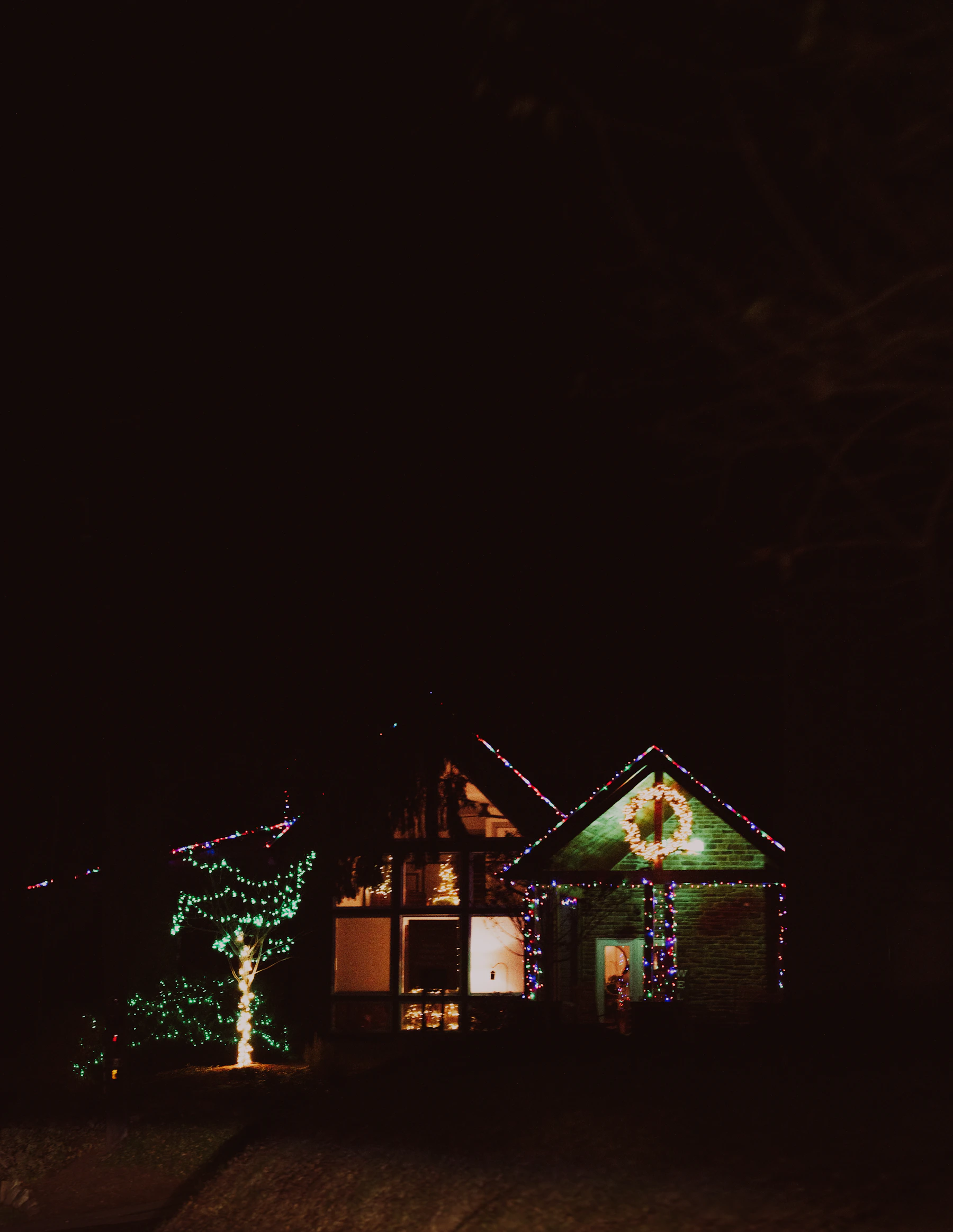 House decorated with Christmas lights