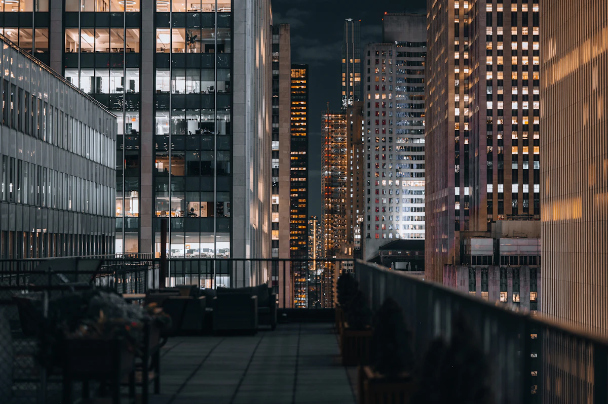 The Sunset Room rooftop at night