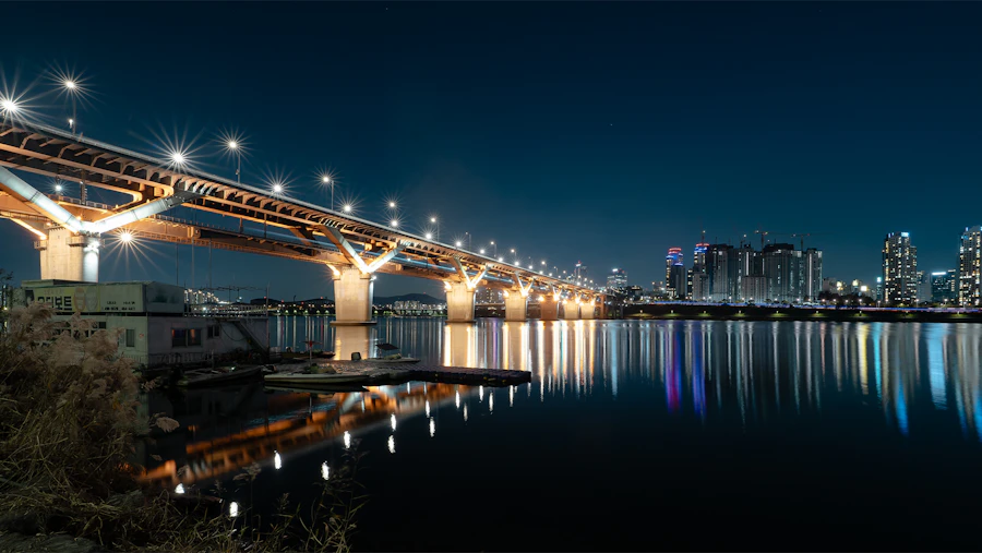 Full moon over the Han River in Seoul