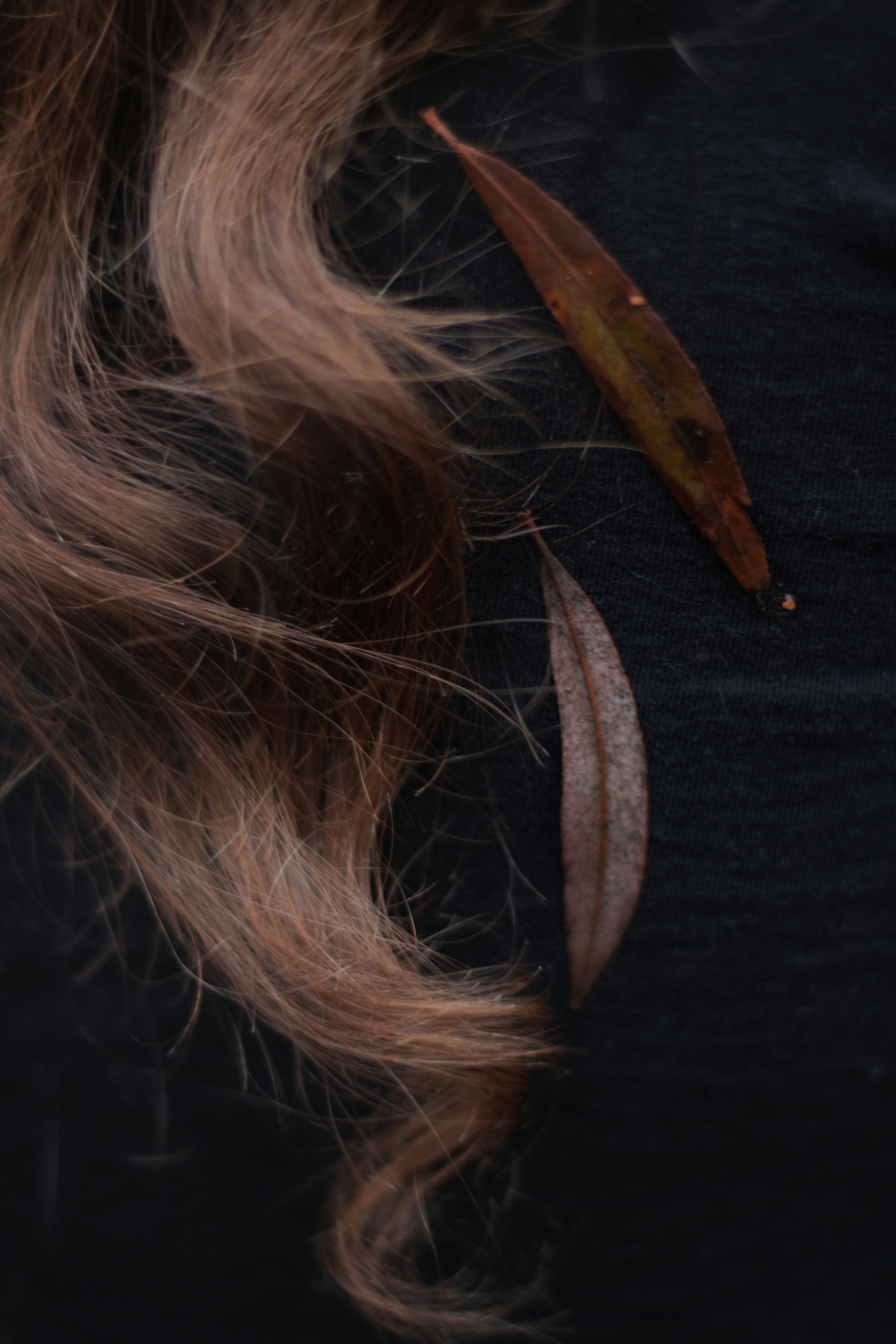 A close up of a person with long hair