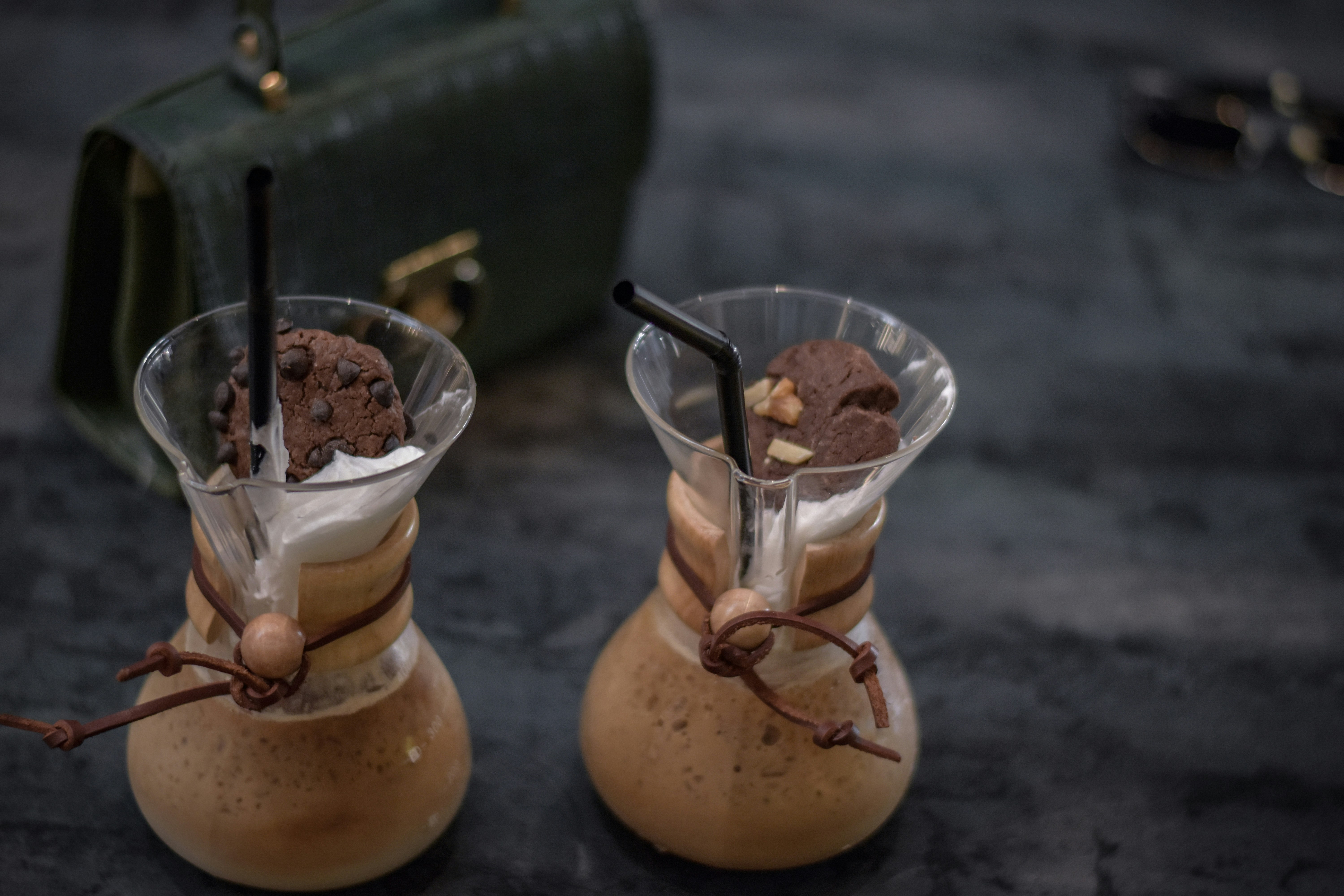 A couple of small cups filled with food