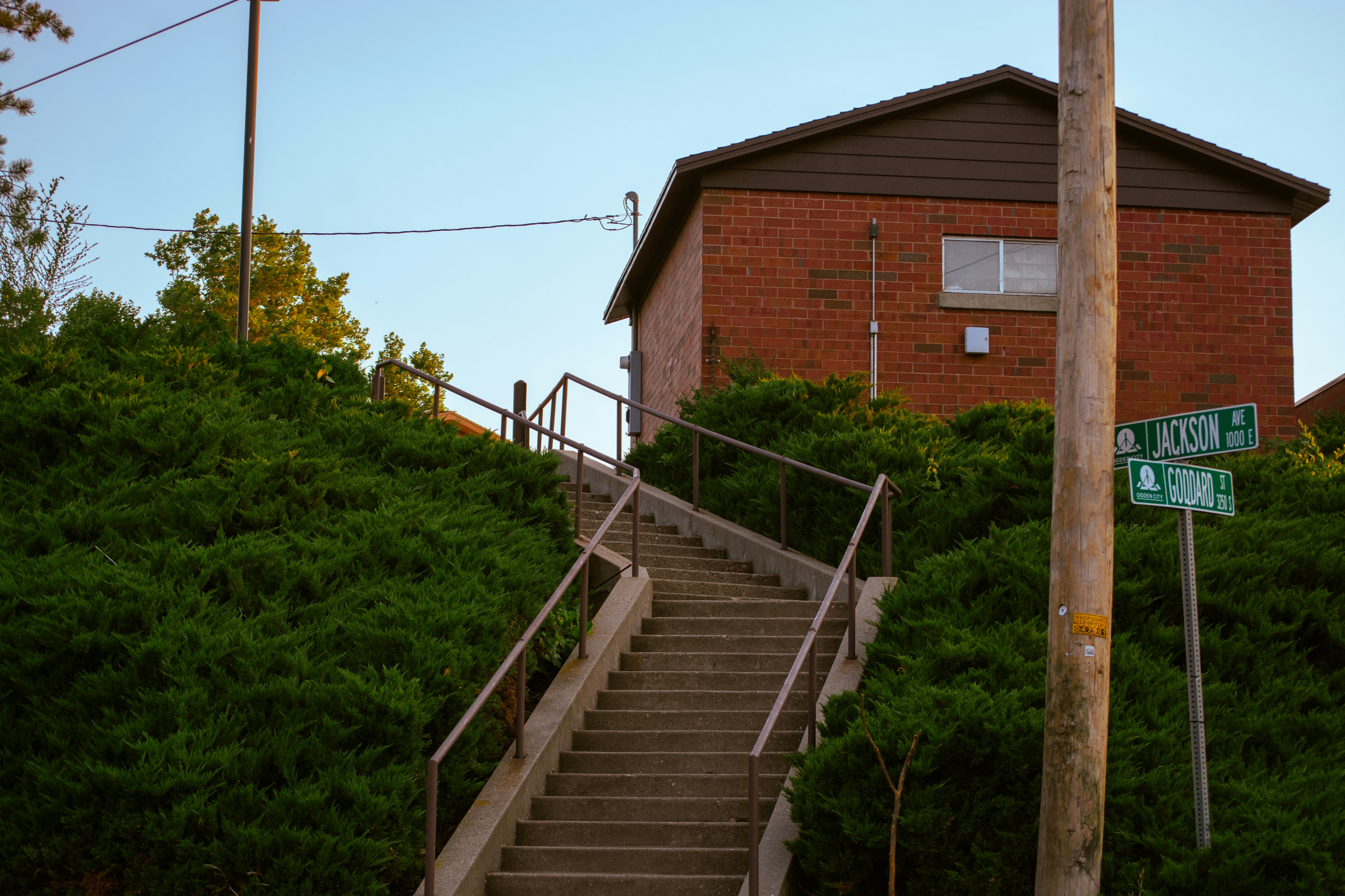 A set of stairs leading up to a building
