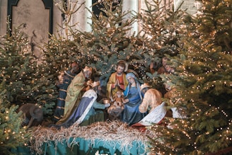 A nativity scene of the birth of jesus